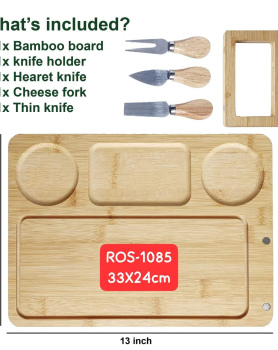 Bamboo Cheese Board + Cutlery Set