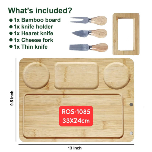 Bamboo Cheese Board + Cutlery Set