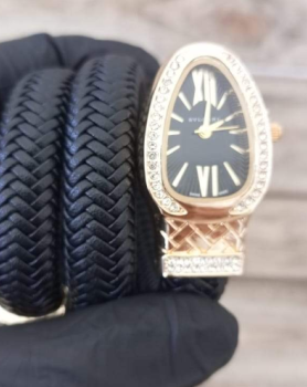 bvlgari leather black gold