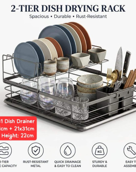 2 Tier Metal Dish Drainer