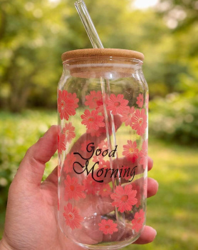 ماغ زجاج مع غطا بامبو 