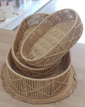 طقم سلّات قشّ بيضاوي بيجي ٣ قطع (صغير ـ وسط ـ كبير) ,فيكن تشتروا كل قطة لحال 