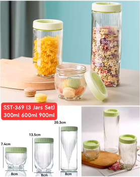 3 Jars Set / Seales Storage Tank / Interlocking Stackable Glass Jars.