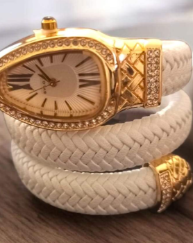 bvlgari leather white  gold