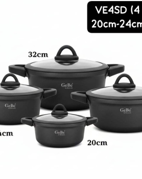 Original Gebe by Amercook Pot Set (4 Pots + 4 Lids) 20cm-24cm-28cm-32cm