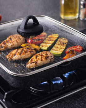 Original Gebe Square Grill Pan and Wock Pan with Removable Handle