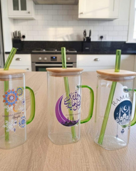 كبايات زجاج شفافة بتصاميم رمضانية راقية