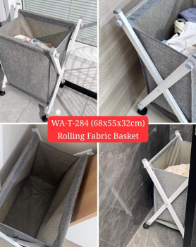 Extremely High Quality Rolling Fabric Basket with Metal Frame