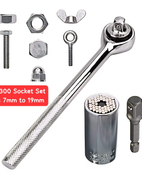  1 Second Socket, Universal Socket Set, Fits 7mm to 19mm