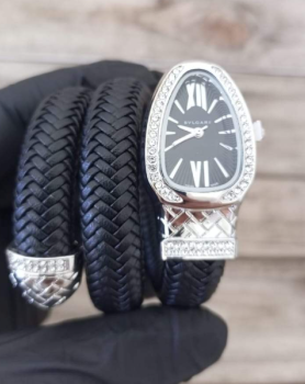 bvlgari leather  black silver 