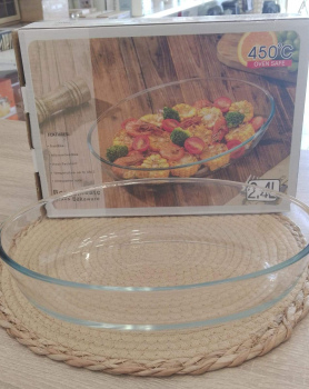 صينيّة فرن بيضاوية زجاج حراري 