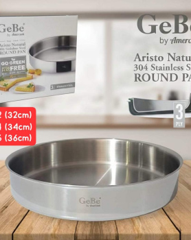 Original GeBe  Round Stainless Pan 36 cm  different sizes 