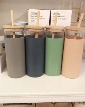 ماغ زجاج  مسكة سيليكون  480 ml 